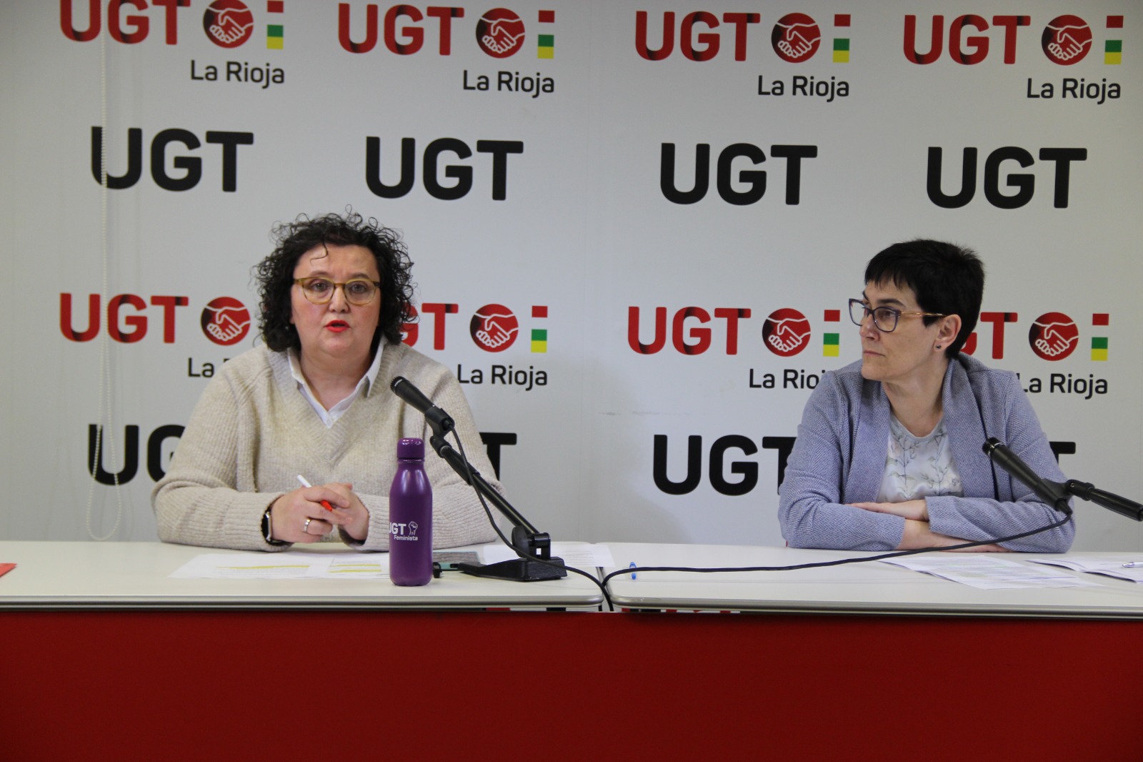 Las secretarias de Igualdad y de Política Sindical en la rueda de prensa