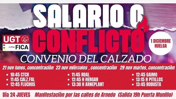 UGT-FICA se concentra en Arnedo por un convenio justo en el sector del calzado